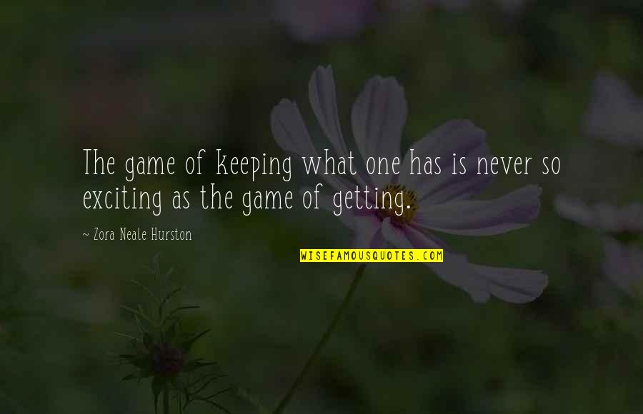 Io Uccido Quotes By Zora Neale Hurston: The game of keeping what one has is