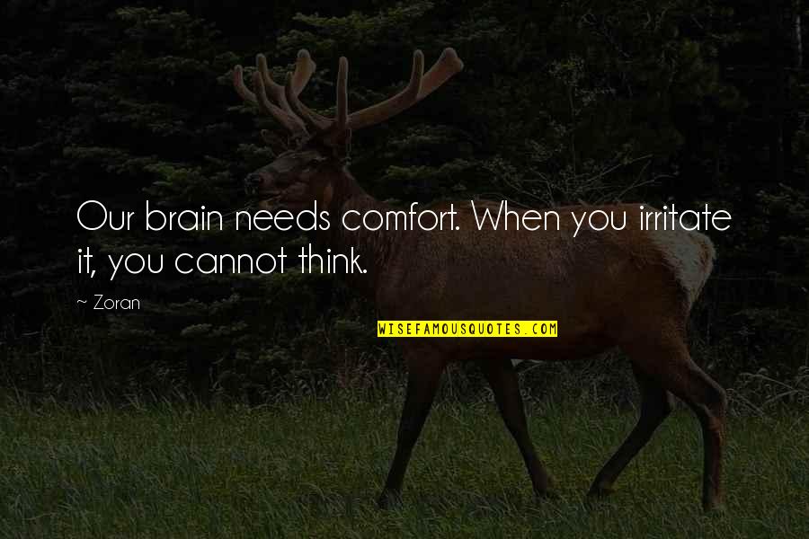 Ioannes Dress Quotes By Zoran: Our brain needs comfort. When you irritate it,