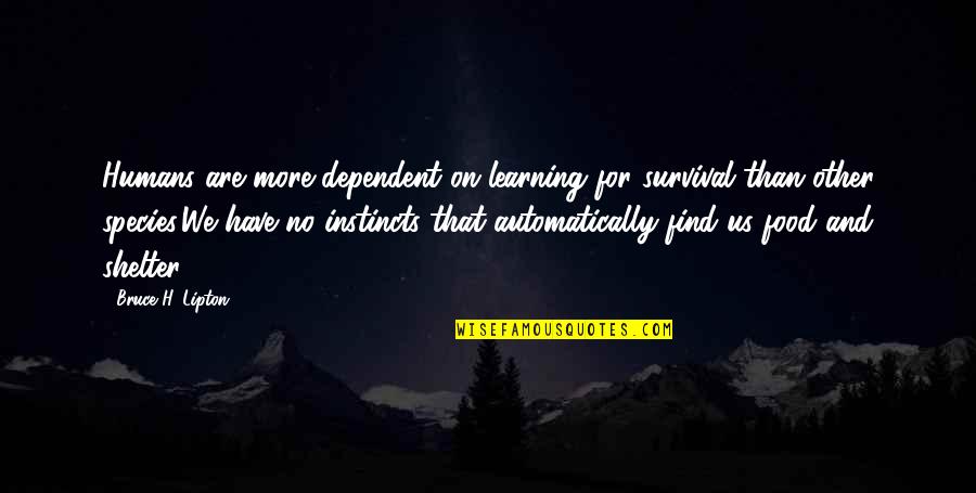 Ioc Printed Fake Quotes By Bruce H. Lipton: Humans are more dependent on learning for survival Ioc Printed Fake Quotes By Bruce H. Lipton: Humans are more dependent on learning for survival