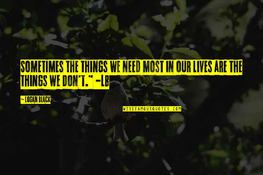Ipek Filiz Quotes By Logan Black: Sometimes the things we need most in our