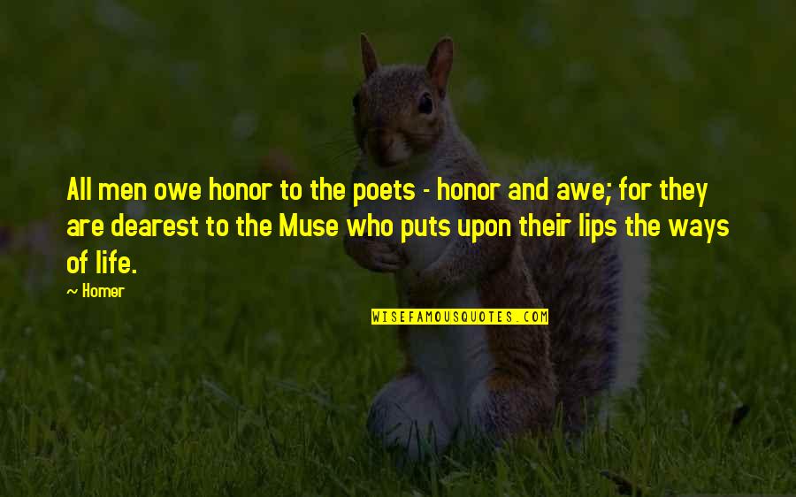 Iptal In English Translation Quotes By Homer: All men owe honor to the poets -