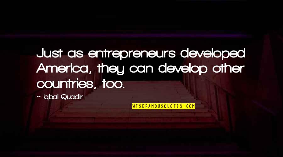 Iqbal Quotes By Iqbal Quadir: Just as entrepreneurs developed America, they can develop
