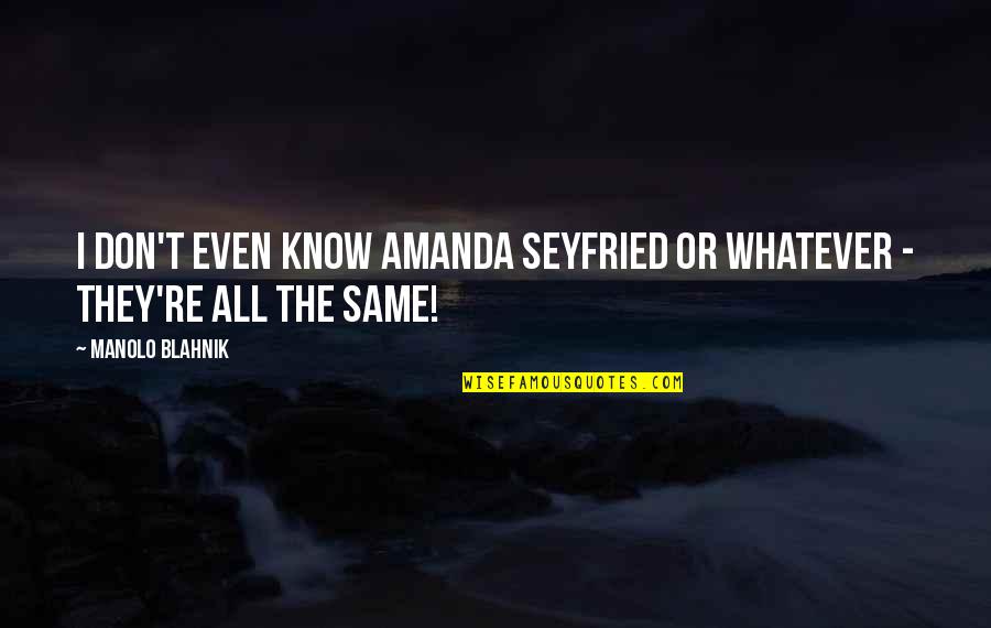 Ira And Ruth Levinson Quotes By Manolo Blahnik: I don't even know Amanda Seyfried or whatever