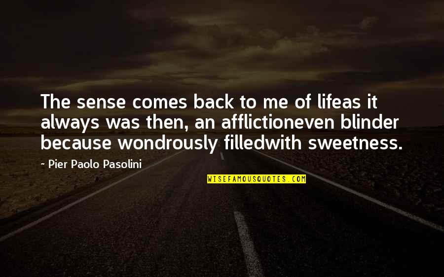 Iranian Hostage Crisis Quotes By Pier Paolo Pasolini: The sense comes back to me of lifeas Iranian Hostage Crisis Quotes By Pier Paolo Pasolini: The sense comes back to me of lifeas