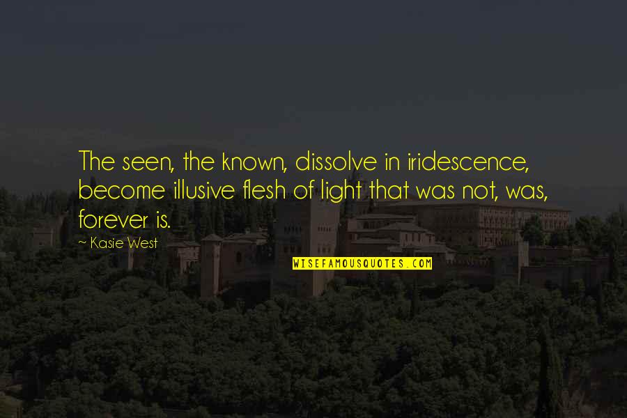 Iridescence Quotes By Kasie West: The seen, the known, dissolve in iridescence, become