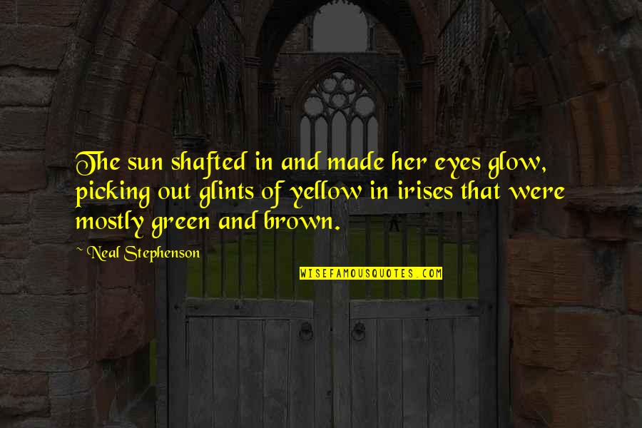 Irises Quotes By Neal Stephenson: The sun shafted in and made her eyes