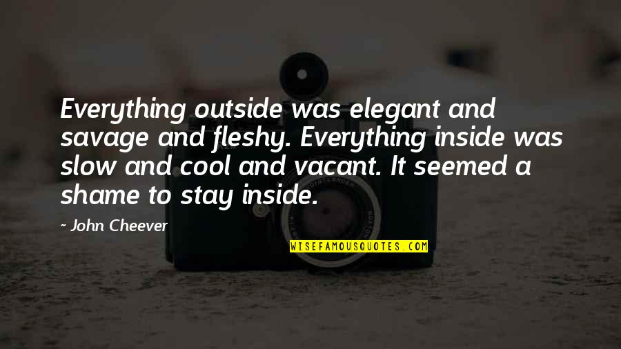 Irish And Proud Quotes By John Cheever: Everything outside was elegant and savage and fleshy. Irish And Proud Quotes By John Cheever: Everything outside was elegant and savage and fleshy.