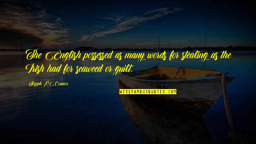 Irish Words And Quotes By Joseph O'Connor: The English possessed as many words for stealing Irish Words And Quotes By Joseph O'Connor: The English possessed as many words for stealing