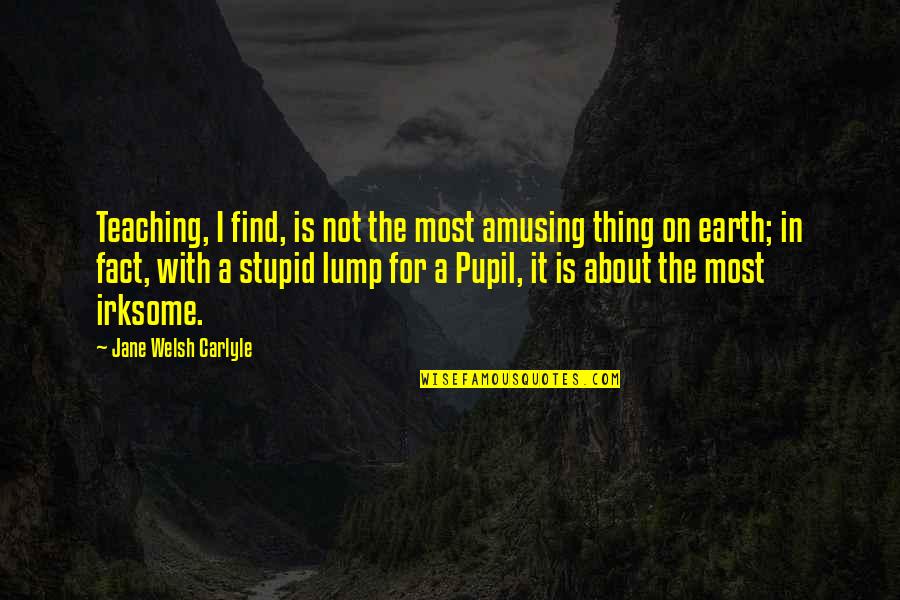 Irksome Quotes By Jane Welsh Carlyle: Teaching, I find, is not the most amusing