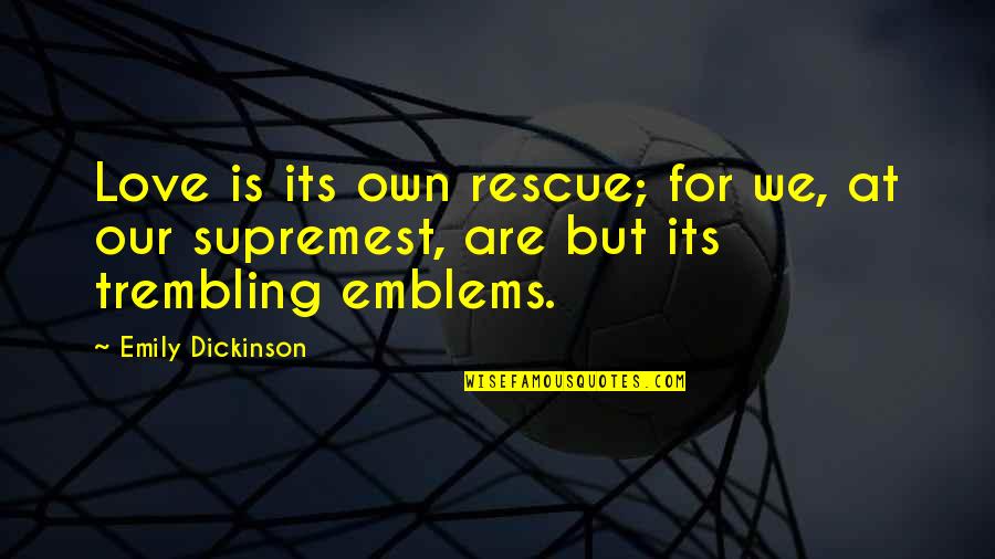 Irksome Synonym Quotes By Emily Dickinson: Love is its own rescue; for we, at