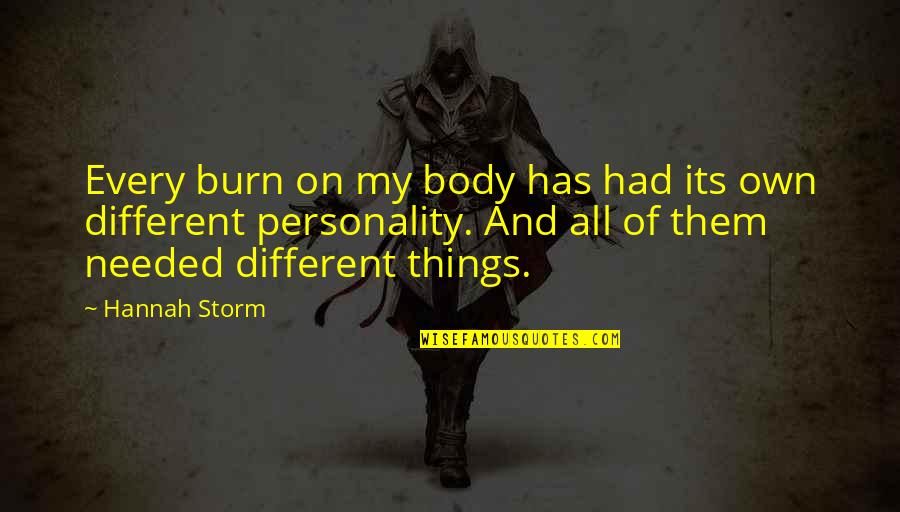 Iron Gates Quotes By Hannah Storm: Every burn on my body has had its