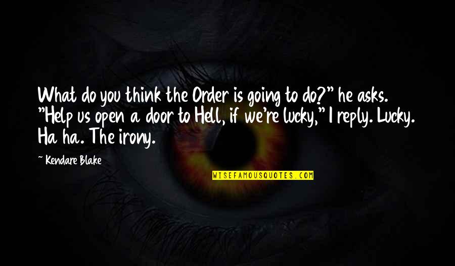 Irony And Humor Quotes By Kendare Blake: What do you think the Order is going