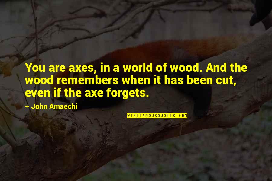 Irony And Karma Quotes By John Amaechi: You are axes, in a world of wood. Irony And Karma Quotes By John Amaechi: You are axes, in a world of wood.