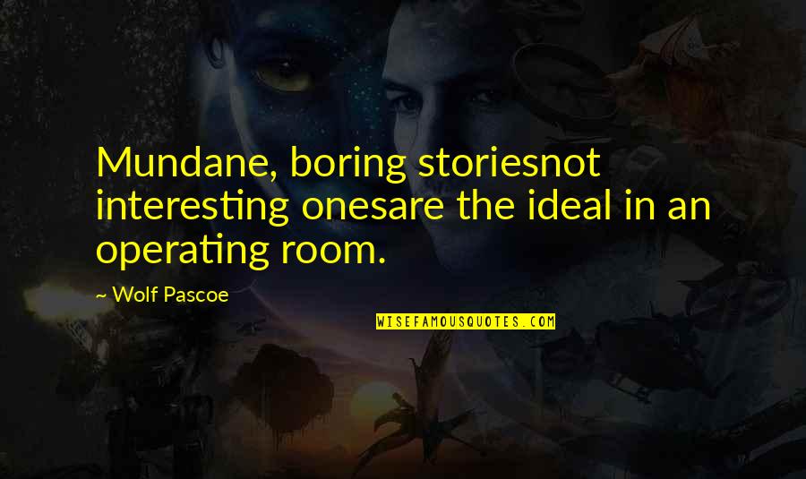 Irony In Stories Quotes By Wolf Pascoe: Mundane, boring storiesnot interesting onesare the ideal in