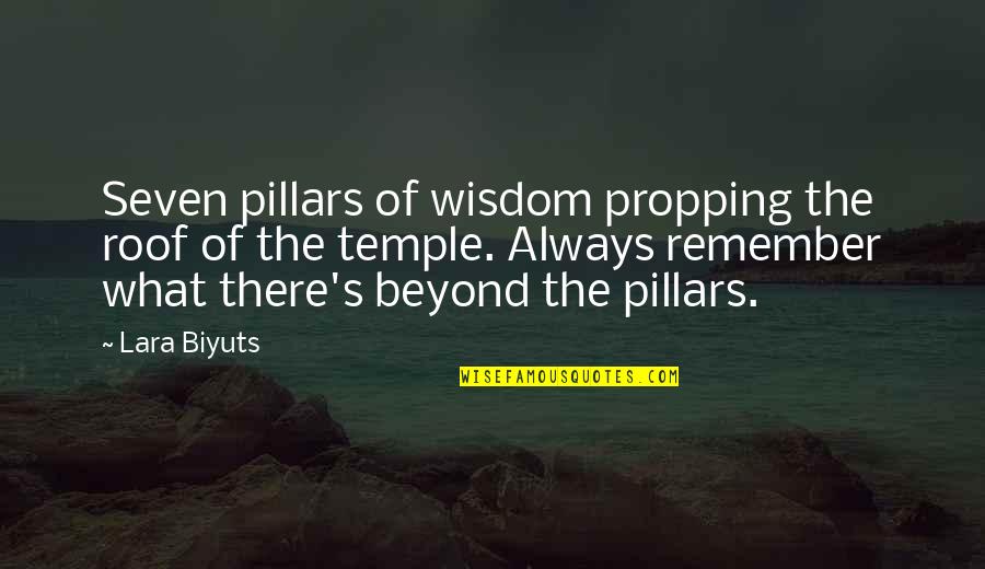 Irony Quotes By Lara Biyuts: Seven pillars of wisdom propping the roof of