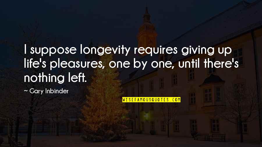 Irony's Quotes By Gary Inbinder: I suppose longevity requires giving up life's pleasures,