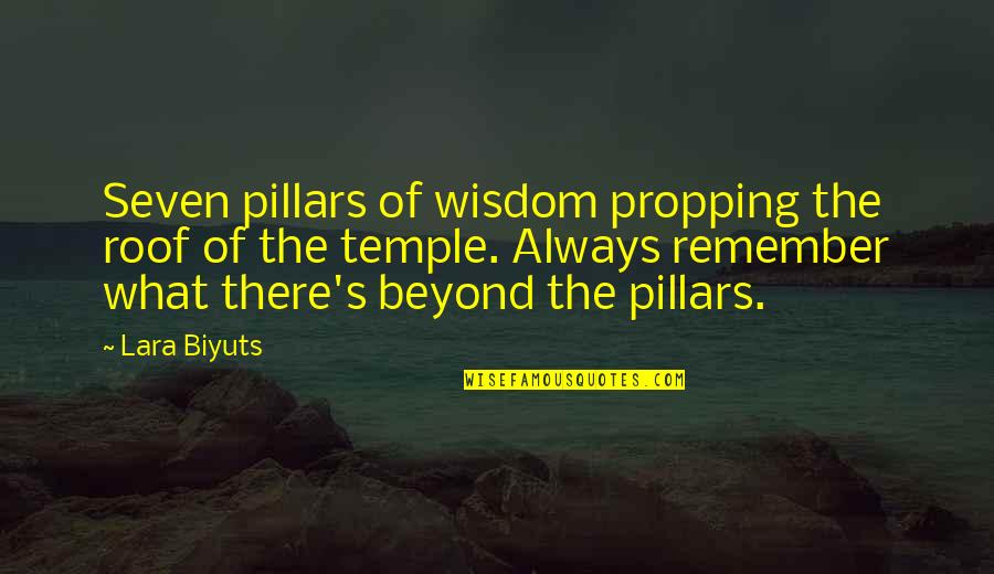 Irony's Quotes By Lara Biyuts: Seven pillars of wisdom propping the roof of