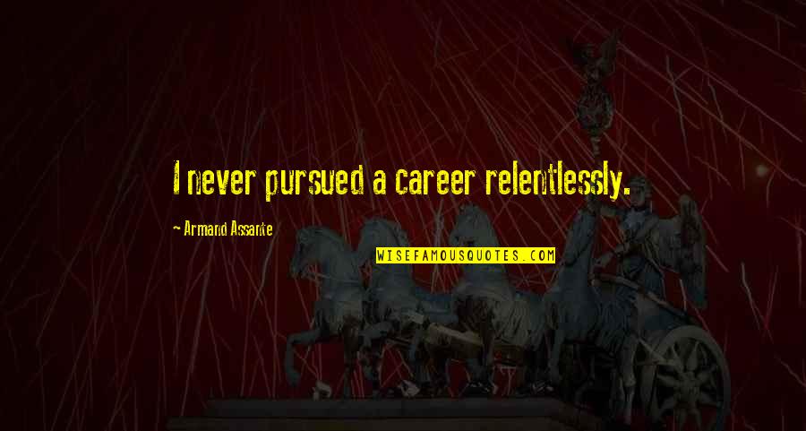 Irreparably Destroyed Quotes By Armand Assante: I never pursued a career relentlessly. Irreparably Destroyed Quotes By Armand Assante: I never pursued a career relentlessly.