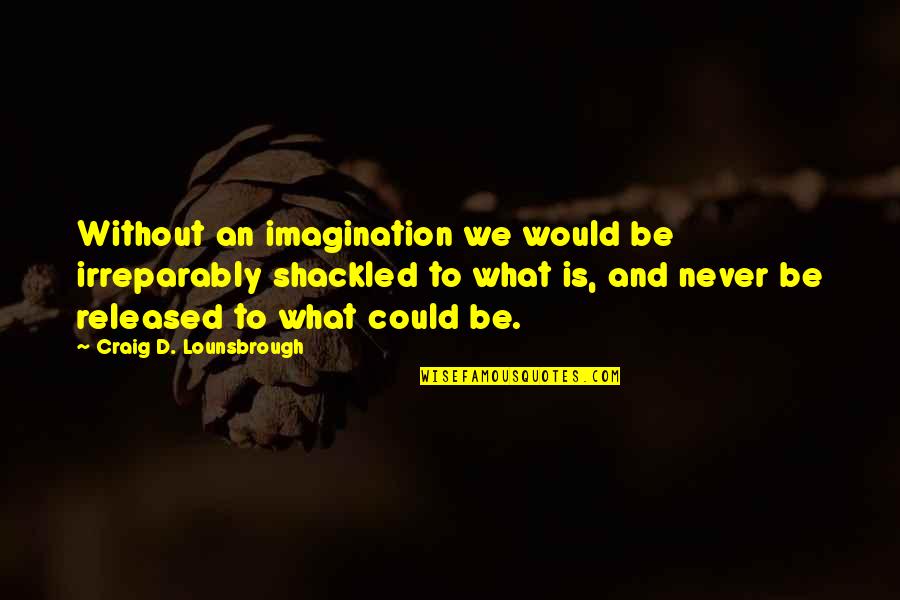 Irreparably Quotes By Craig D. Lounsbrough: Without an imagination we would be irreparably shackled