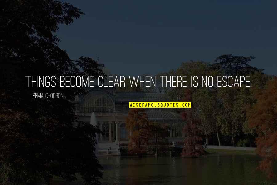 Irreproachable Antonym Quotes By Pema Chodron: Things become clear when there is no escape.
