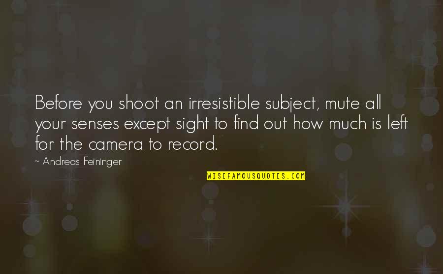 Irresistible Quotes By Andreas Feininger: Before you shoot an irresistible subject, mute all