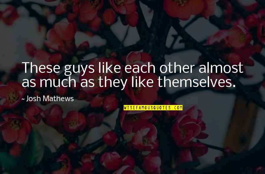 Irresponsible Behavior Quotes By Josh Mathews: These guys like each other almost as much
