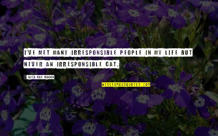 Irresponsible People Quotes By Rita Mae Brown: I've met many irresponsible people in my life