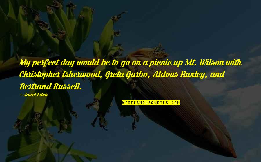 Irshad Ahmed Quotes By Janet Fitch: My perfect day would be to go on