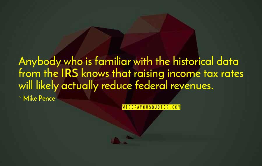 Irs'll Quotes By Mike Pence: Anybody who is familiar with the historical data Irs'll Quotes By Mike Pence: Anybody who is familiar with the historical data