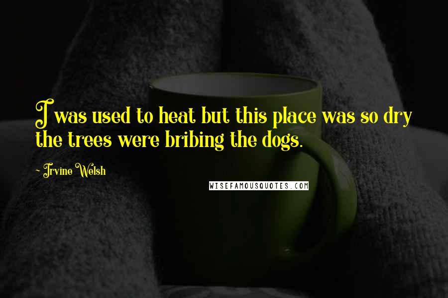 Irvine Welsh quotes: I was used to heat but this place was so dry the trees were bribing the dogs.