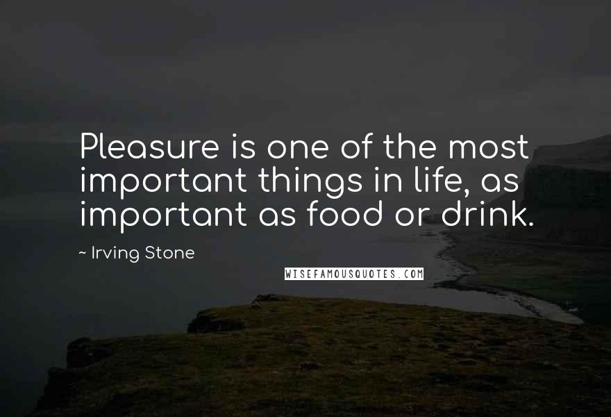 Irving Stone quotes: Pleasure is one of the most important things in life, as important as food or drink.