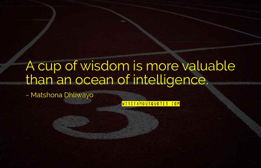 Is A Ocean Quotes By Matshona Dhliwayo: A cup of wisdom is more valuable than