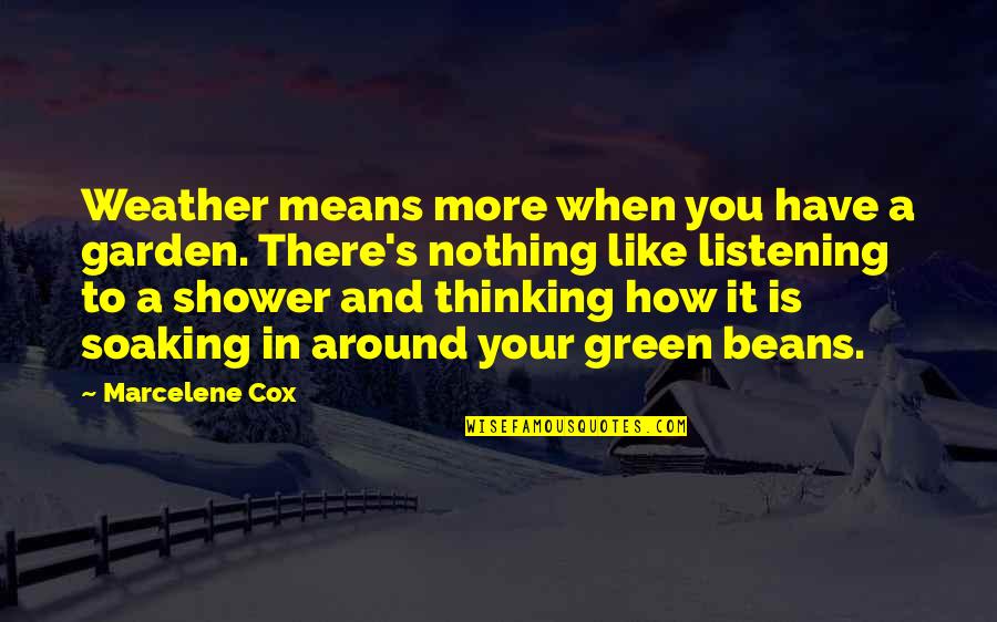 Is Green Quotes By Marcelene Cox: Weather means more when you have a garden. Is Green Quotes By Marcelene Cox: Weather means more when you have a garden.