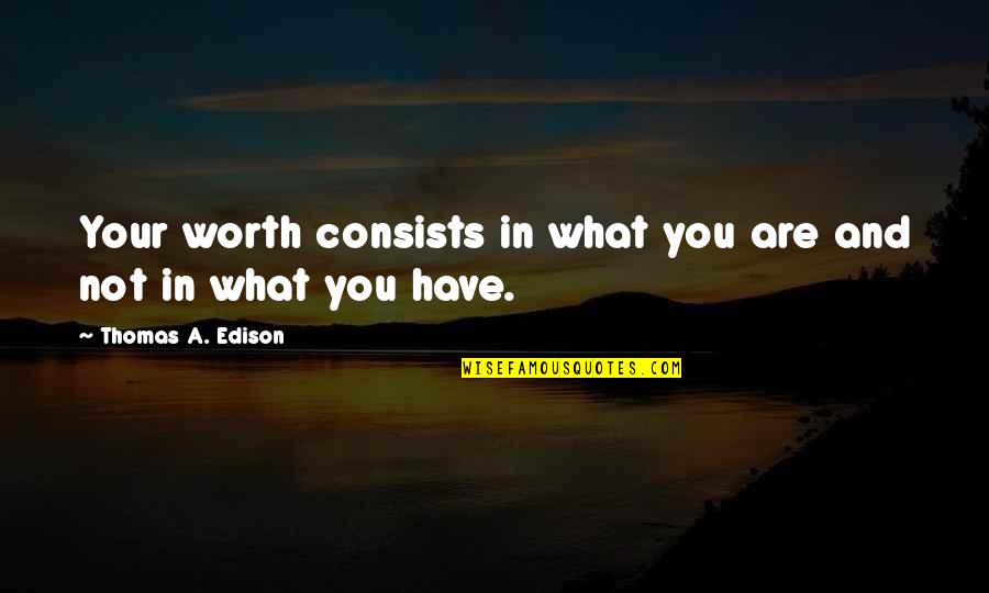 Is It Really Worth It Quotes By Thomas A. Edison: Your worth consists in what you are and