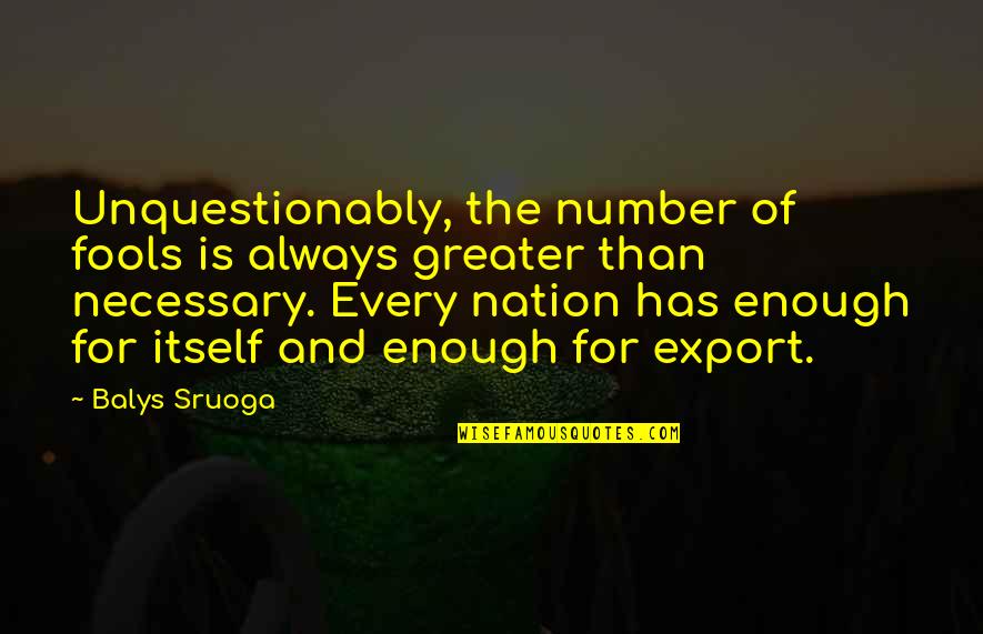 Is Necessary Quotes By Balys Sruoga: Unquestionably, the number of fools is always greater
