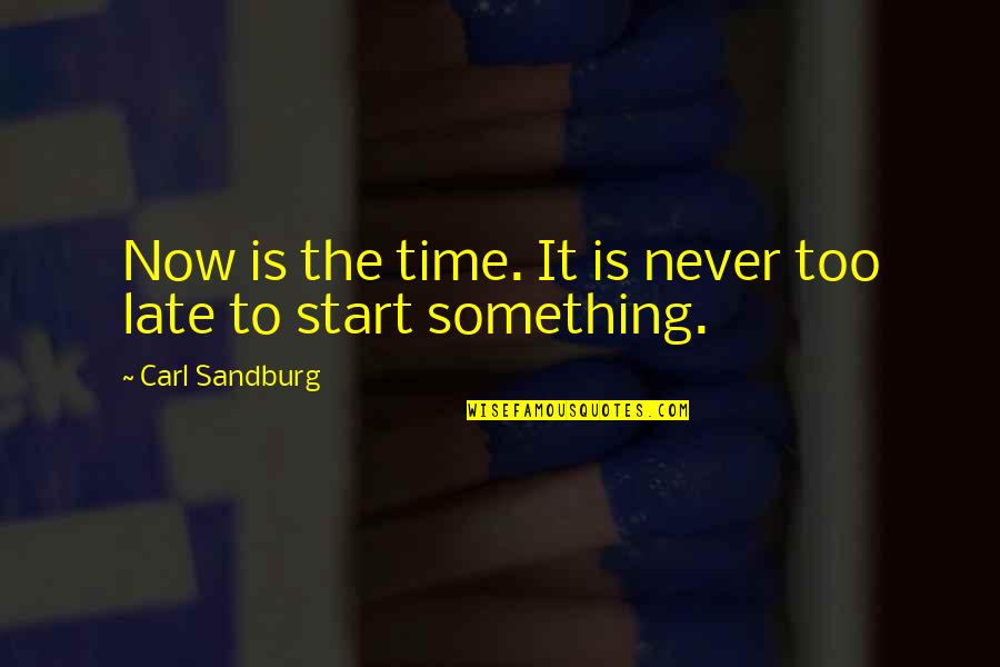Is Never Too Late Quotes By Carl Sandburg: Now is the time. It is never too