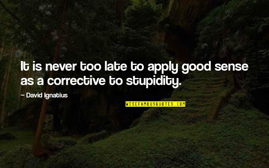 Is Never Too Late Quotes By David Ignatius: It is never too late to apply good