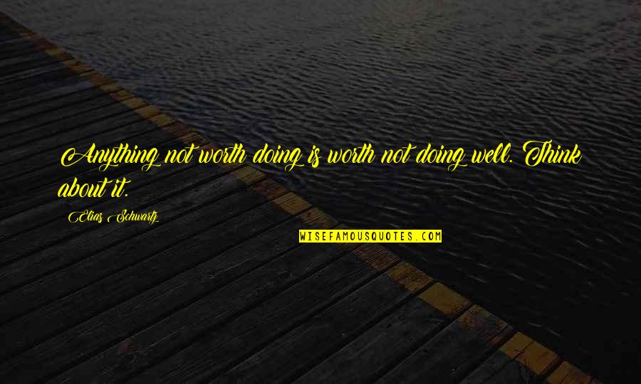 Is Not Worth It Quotes By Elias Schwartz: Anything not worth doing is worth not doing