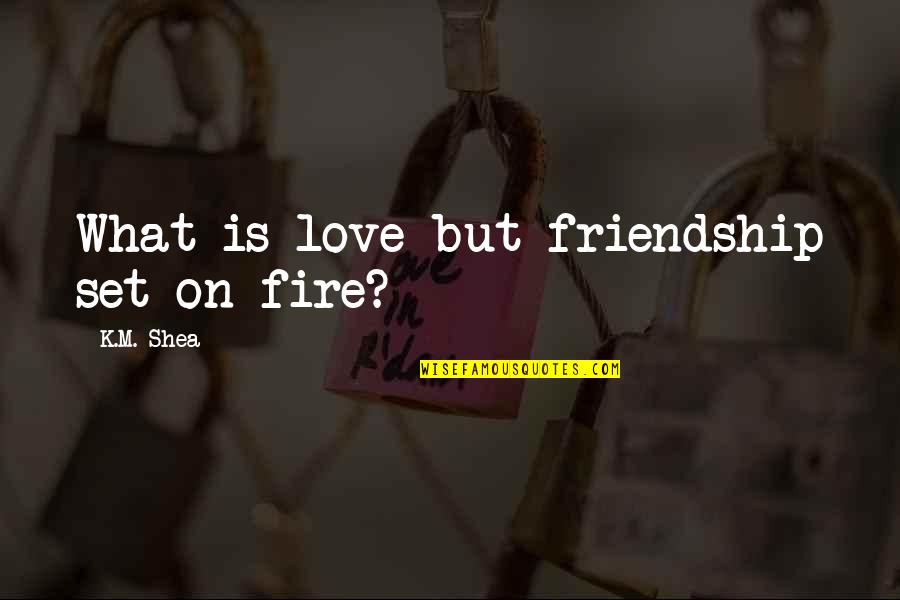 Is On Fire Quotes By K.M. Shea: What is love but friendship set on fire?