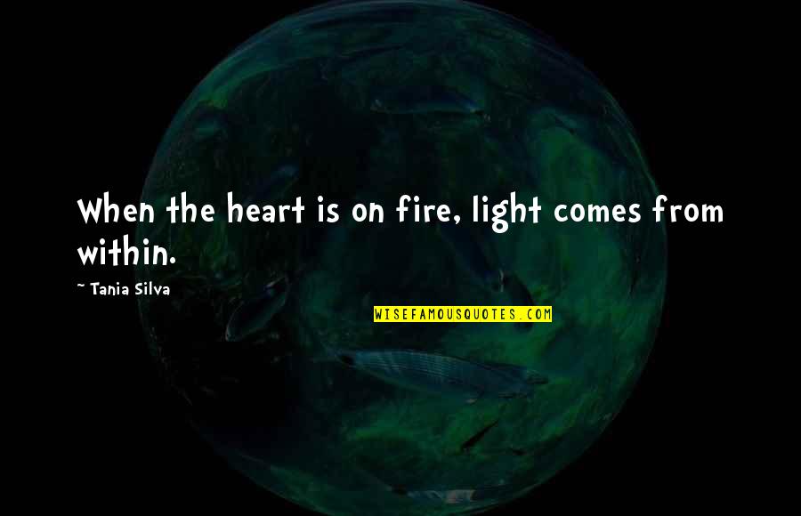 Is On Fire Quotes By Tania Silva: When the heart is on fire, light comes