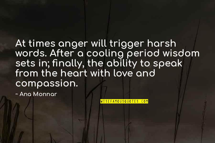 Is Period After Quotes By Ana Monnar: At times anger will trigger harsh words. After