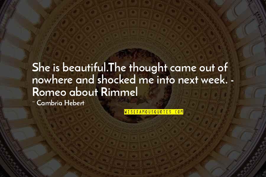 Is She Beautiful Quotes By Cambria Hebert: She is beautiful.The thought came out of nowhere