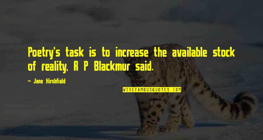 Is Stock Quotes By Jane Hirshfield: Poetry's task is to increase the available stock