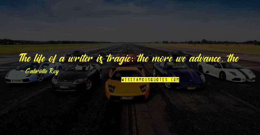 Is Time Quotes By Gabrielle Roy: The life of a writer is tragic: the