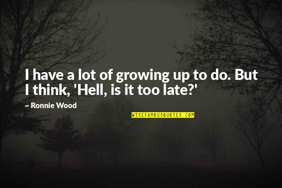 Is Too Late Quotes By Ronnie Wood: I have a lot of growing up to