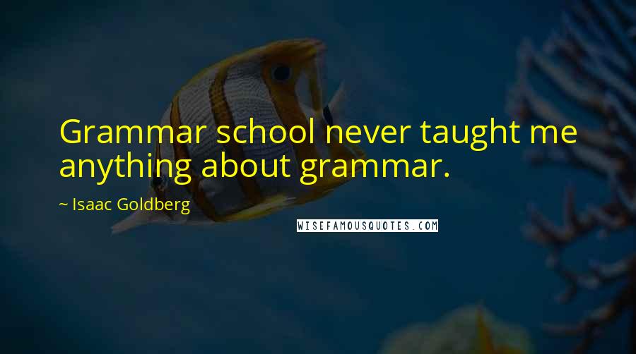 Isaac Goldberg quotes: Grammar school never taught me anything about grammar.