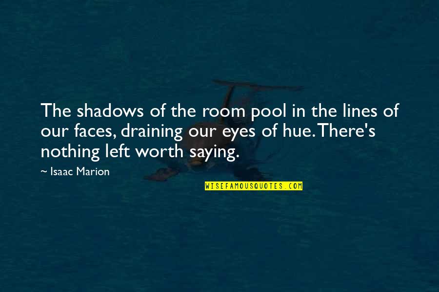 Isaac's Quotes By Isaac Marion: The shadows of the room pool in the