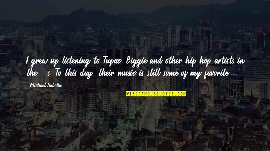 Isabella I Quotes By Michael Isabella: I grew up listening to Tupac, Biggie and Isabella I Quotes By Michael Isabella: I grew up listening to Tupac, Biggie and