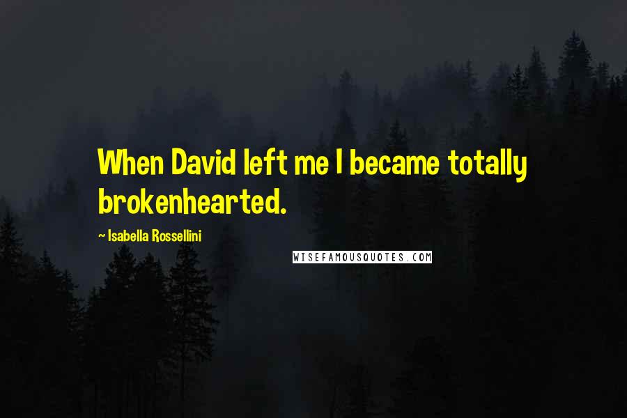 Isabella Rossellini quotes: When David left me I became totally brokenhearted.