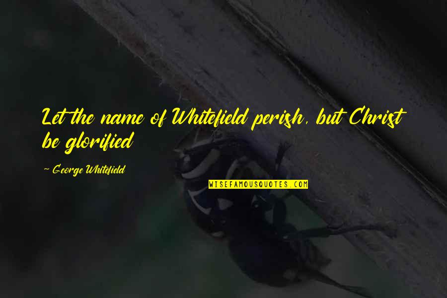Isgood Realty Quotes By George Whitefield: Let the name of Whitefield perish, but Christ